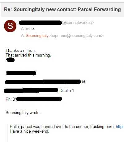 Reshipper Italian Address 286